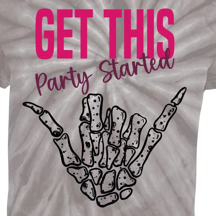 Get This Party Started Rock Skeleton Kids Tie-Dye T-Shirt