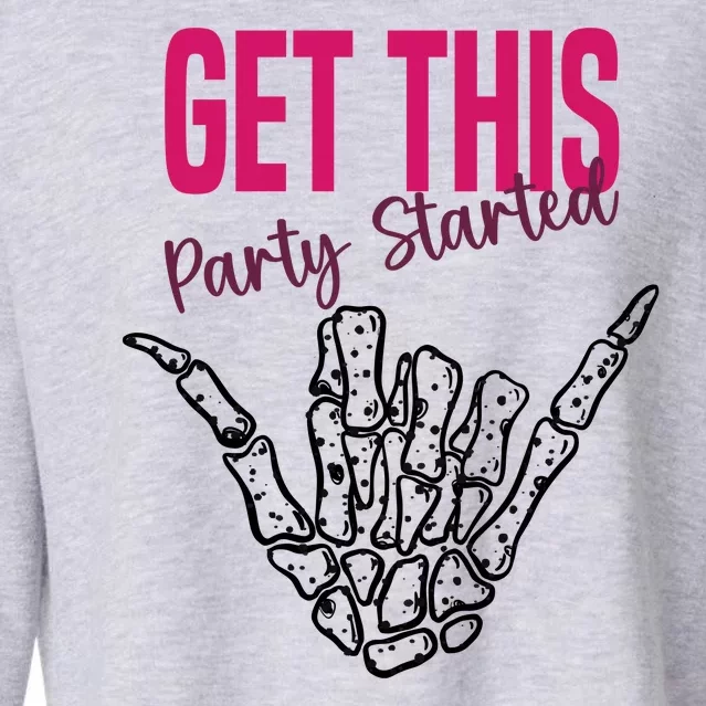 Get This Party Started Rock Skeleton Cropped Pullover Crew