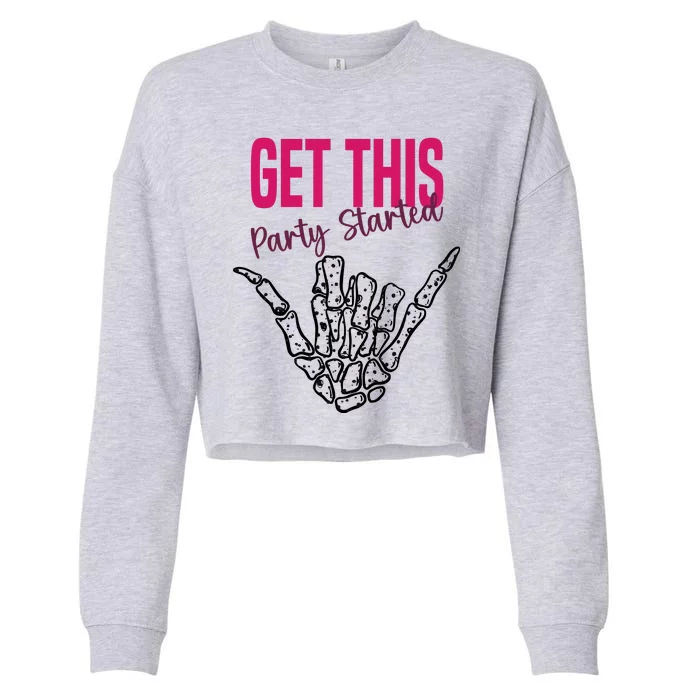 Get This Party Started Rock Skeleton Cropped Pullover Crew