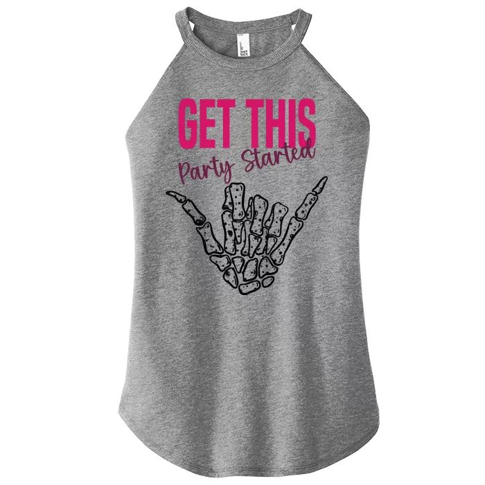 Get This Party Started Rock Skeleton Women’s Perfect Tri Rocker Tank