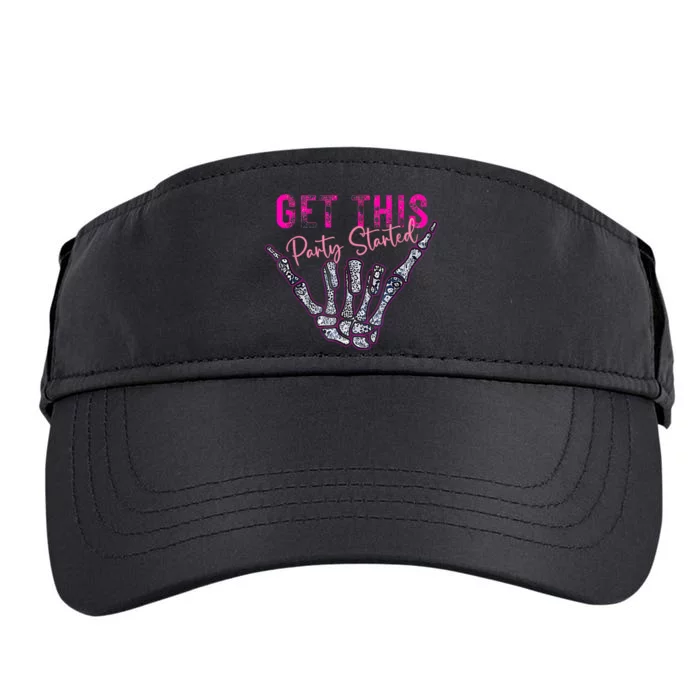 Get This Party Started Skeleton Pink Color Tour Adult Drive Performance Visor