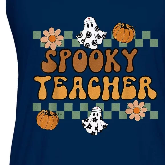 Groovy Teacher Pumpkin Spooky Nurse Cute Ghost Halloween Ladies Essential Flowy Tank