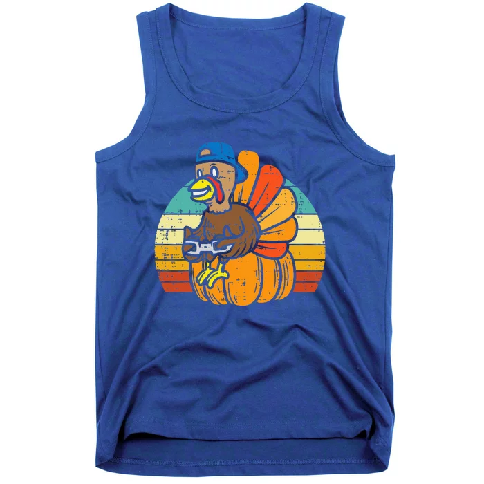 Gamer Turkey Pumpkin Retro  Thanksgiving Video Games Tank Top