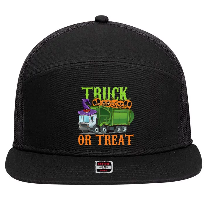 Garbage Truck Pumpkins Baby Halloween 7 Panel Mesh Trucker Snapback Hat