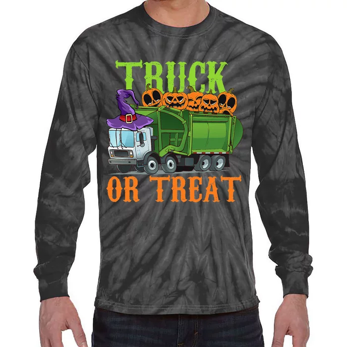 Garbage Truck Pumpkins Baby Halloween Tie-Dye Long Sleeve Shirt