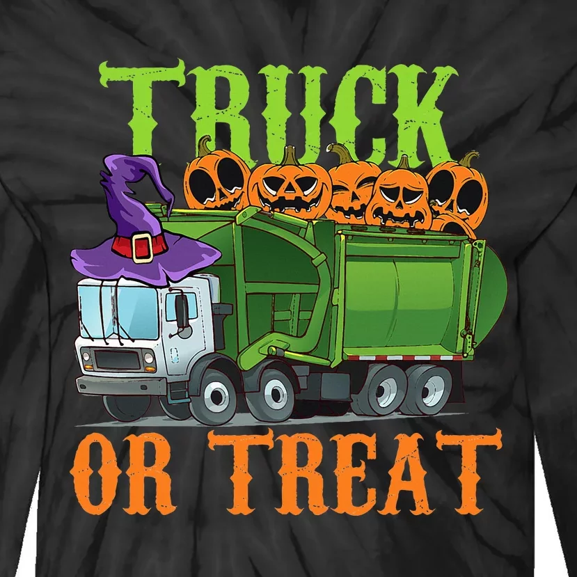 Garbage Truck Pumpkins Baby Halloween Tie-Dye Long Sleeve Shirt