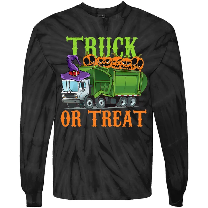 Garbage Truck Pumpkins Baby Halloween Tie-Dye Long Sleeve Shirt