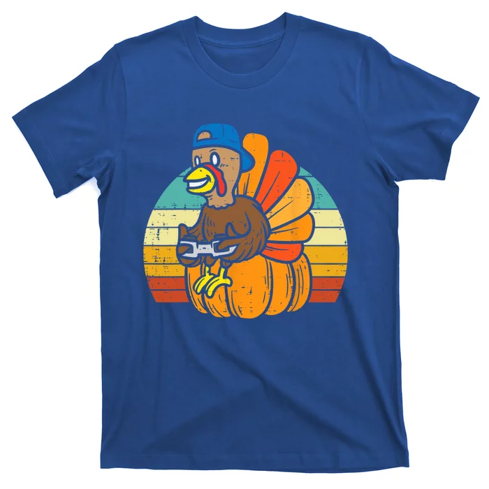 Gamer Turkey Pumpkin Retro Thanksgiving Video Games Cool Gift T-Shirt