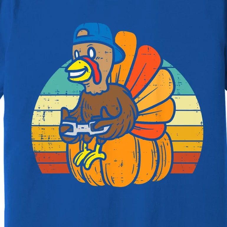 Gamer Turkey Pumpkin Retro Thanksgiving Video Games Cool Gift Premium T-Shirt