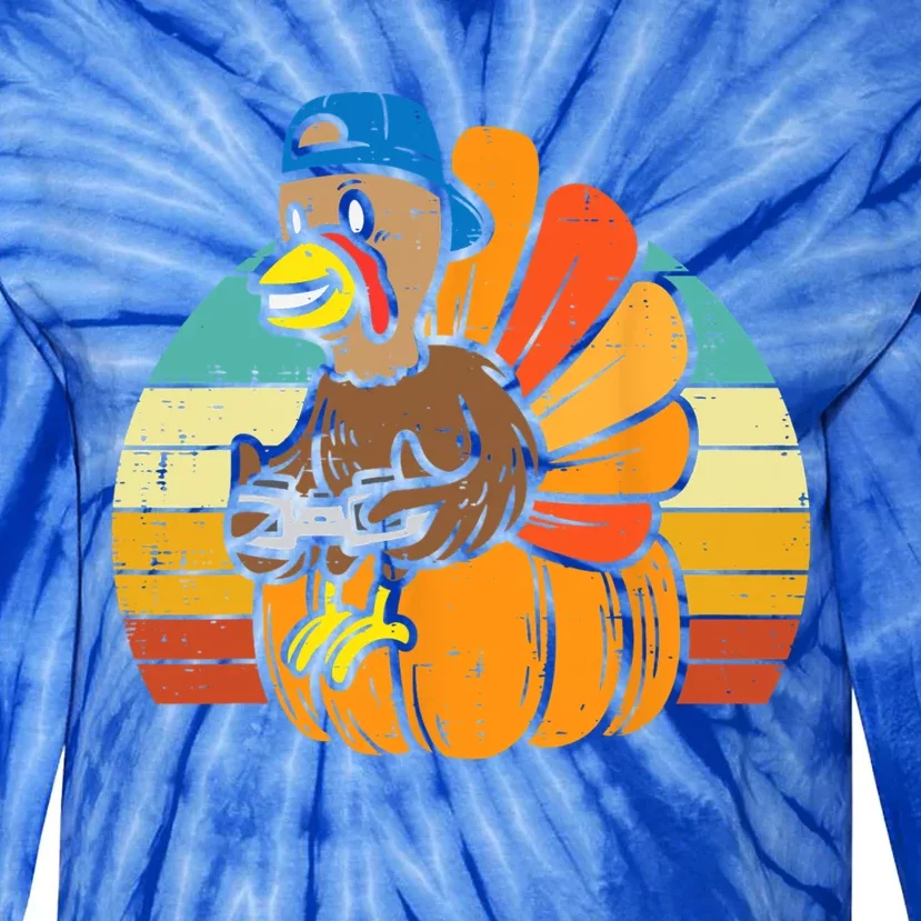 Gamer Turkey Pumpkin Retro Thanksgiving Video Games Cool Gift Tie-Dye Long Sleeve Shirt