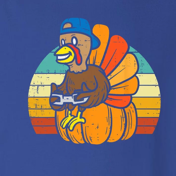 Gamer Turkey Pumpkin Retro Thanksgiving Video Games Cool Gift Toddler Long Sleeve Shirt