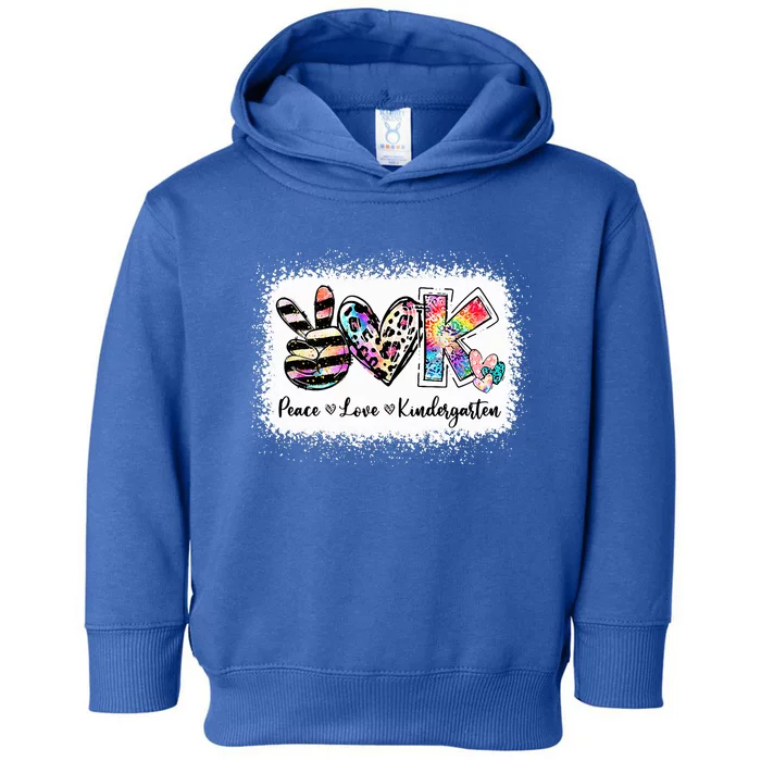 Grade Teacher Peace Love Kindergarten Team Kinder Bleached Toddler Hoodie