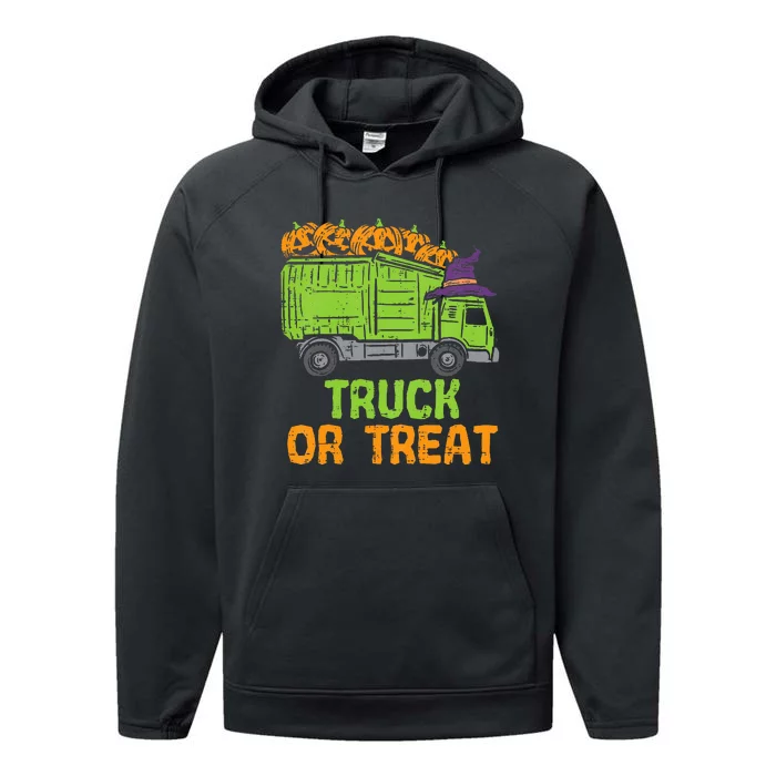 Garbage Truck Pumpkins Halloween Performance Fleece Hoodie