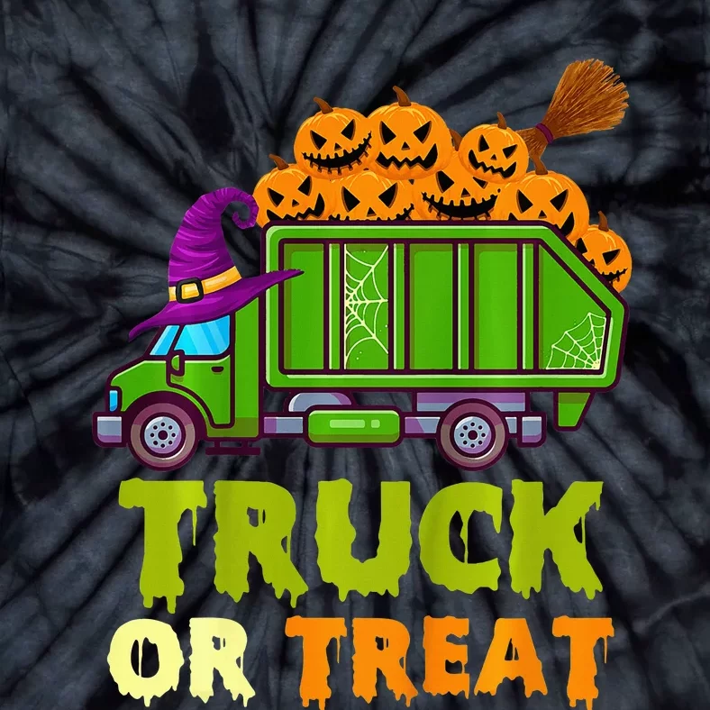 Garbage Truck Pumpkins Halloween Tie-Dye T-Shirt