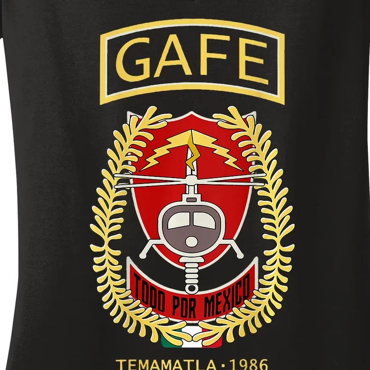 Gafes Tudo Por Mexico Special Force Fuerzas Especiales Women's V-Neck T-Shirt