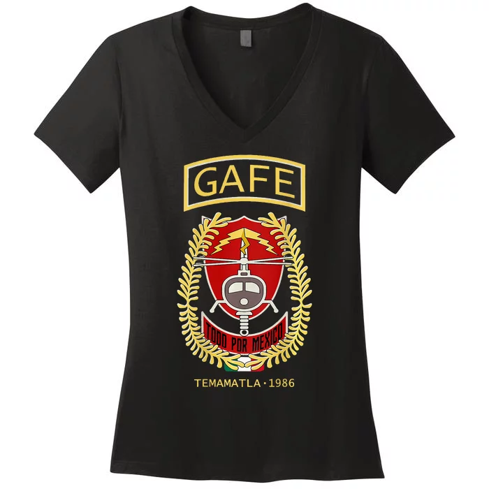 Gafes Tudo Por Mexico Special Force Fuerzas Especiales Women's V-Neck T-Shirt