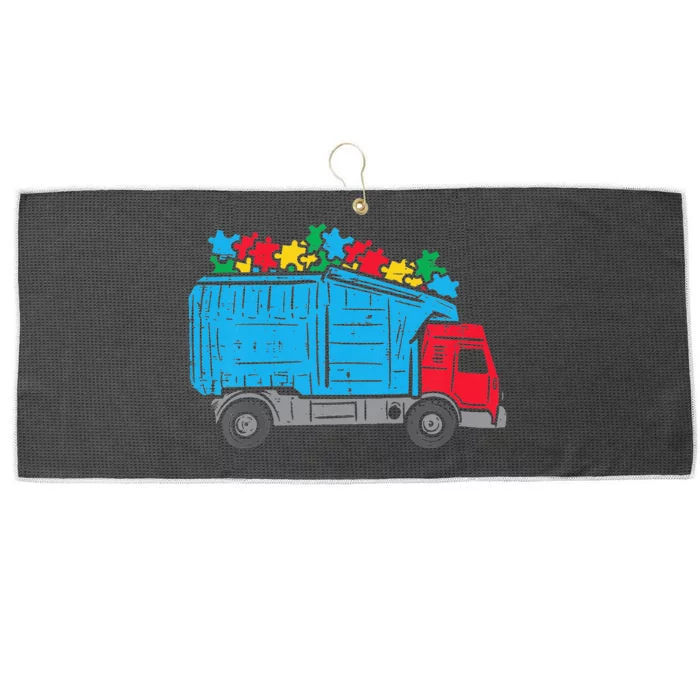 Garbage Truck Pieces Cute Autism Awareness Large Microfiber Waffle Golf Towel