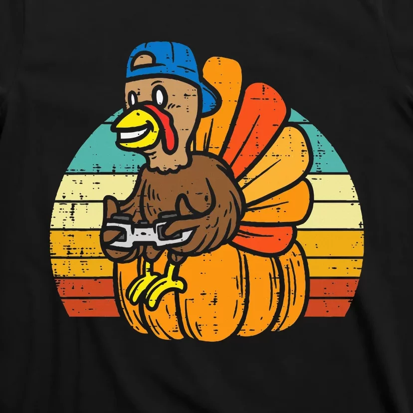 Gamer Turkey Pumpkin Retro Thanksgiving Video Games T-Shirt