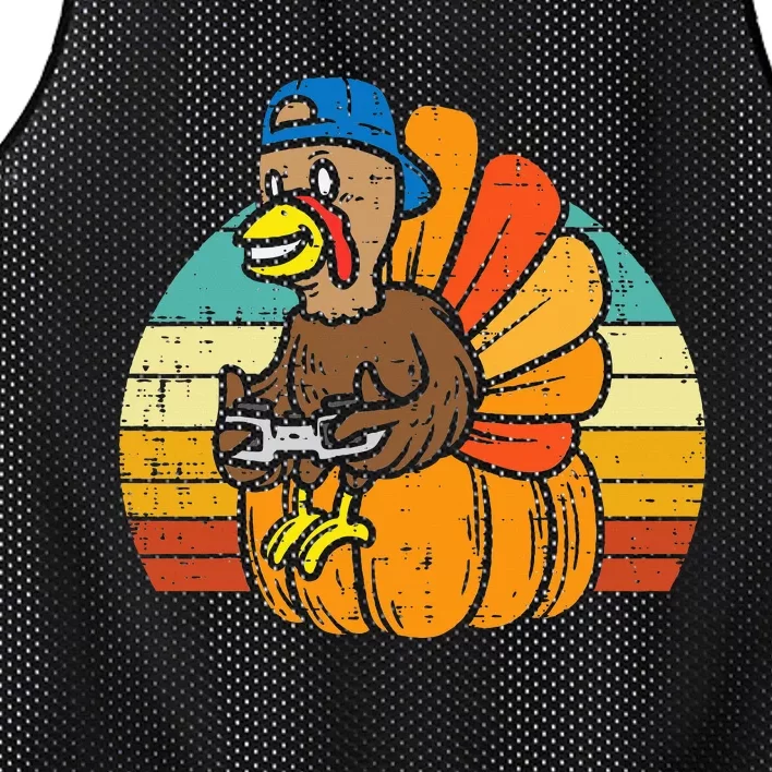 Gamer Turkey Pumpkin Retro Thanksgiving Video Games Mesh Reversible Basketball Jersey Tank