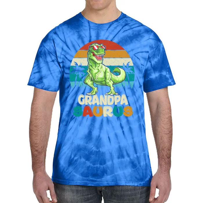 Grandpasaurus T Rex Dinosaur Grandpa Saurus Family Matching Gift Tie-Dye T-Shirt