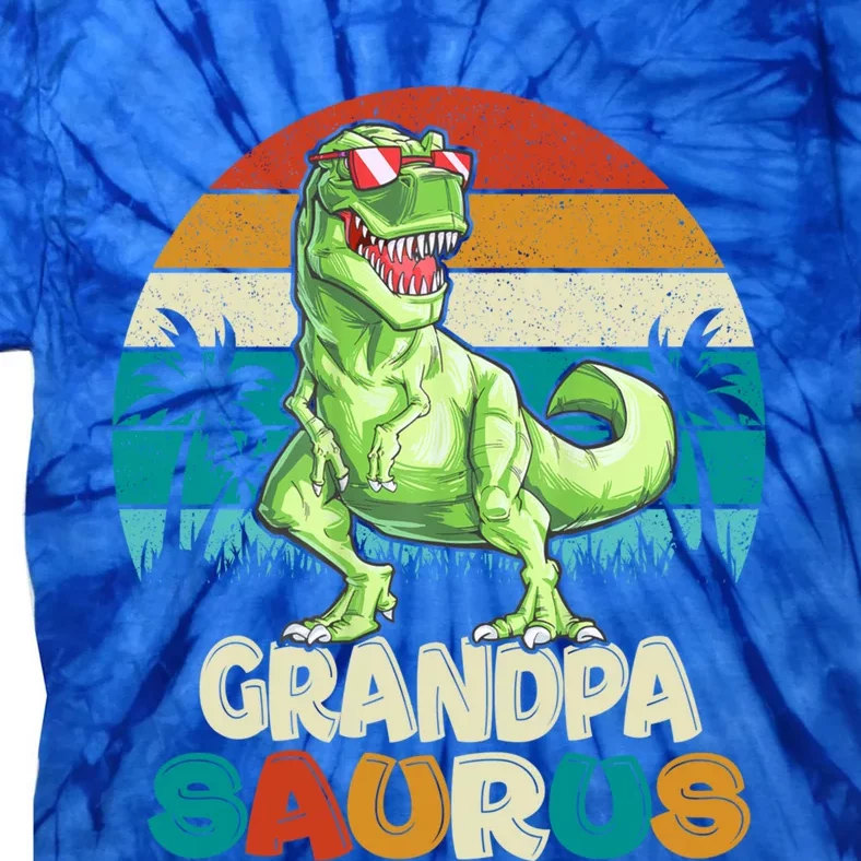 Grandpasaurus T Rex Dinosaur Grandpa Saurus Family Matching Gift Tie-Dye T-Shirt