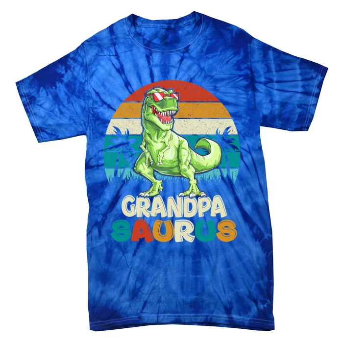 Grandpasaurus T Rex Dinosaur Grandpa Saurus Family Matching Gift Tie-Dye T-Shirt