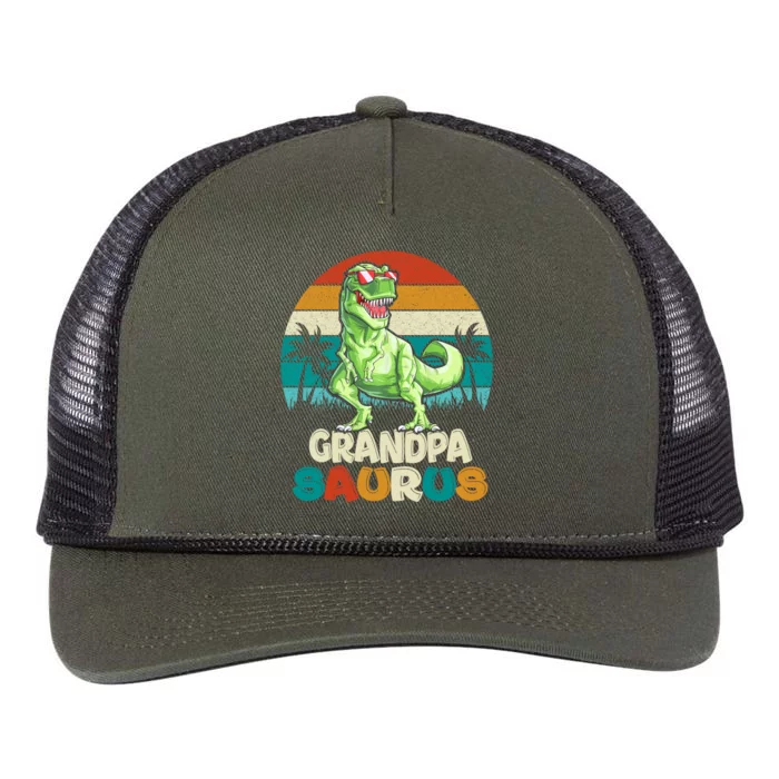 Grandpasaurus T Rex Dinosaur Grandpa Saurus Family Matching Gift Retro Rope Trucker Hat Cap