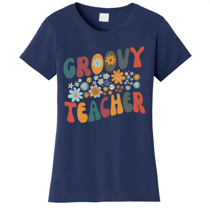 Groovy Teacher Retro Colorful Design Teacher Day Teaching Women's T-Shirt