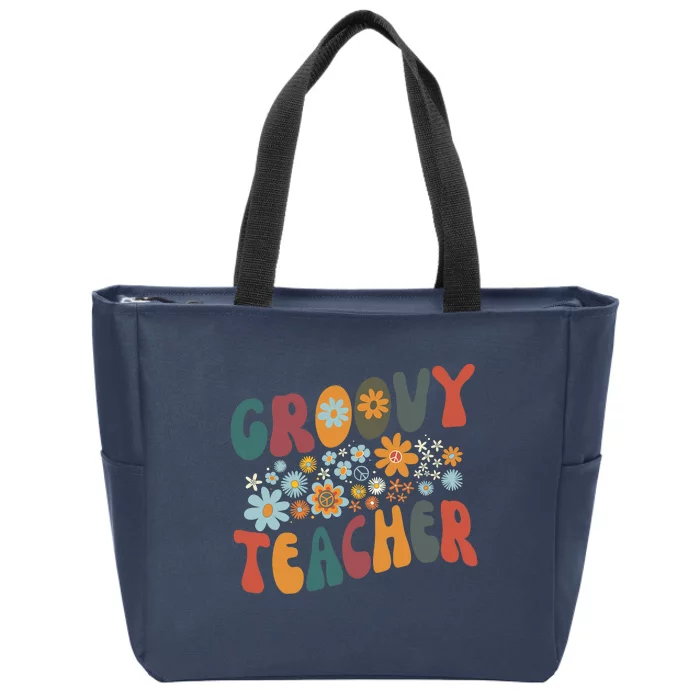 Groovy Teacher Retro Colorful Design Teacher Day Teaching Zip Tote Bag