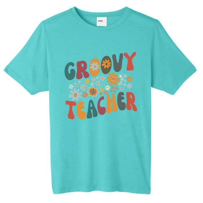 Groovy Teacher Retro Colorful Design Teacher Day Teaching ChromaSoft Performance T-Shirt