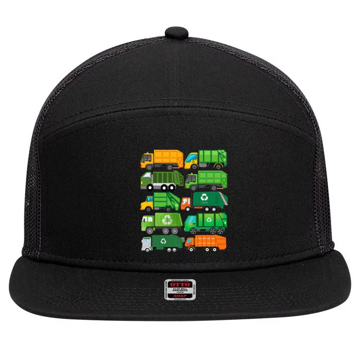 Garbage Truck Recycling Day Trash Waste Separation Birthday 7 Panel Mesh Trucker Snapback Hat