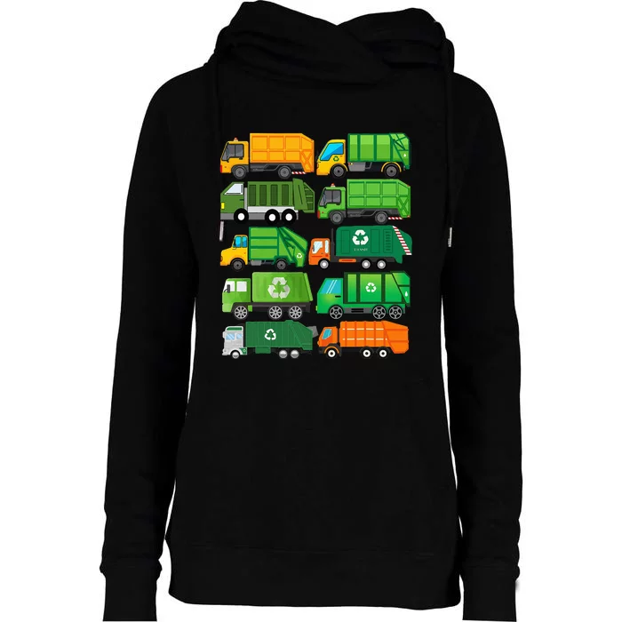 Garbage Truck Recycling Day Trash Waste Separation Birthday Womens Funnel Neck Pullover Hood