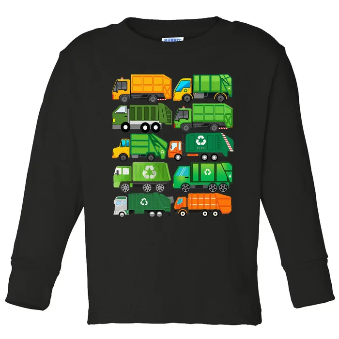 Garbage Truck Recycling Day Trash Waste Separation Birthday Toddler Long Sleeve Shirt