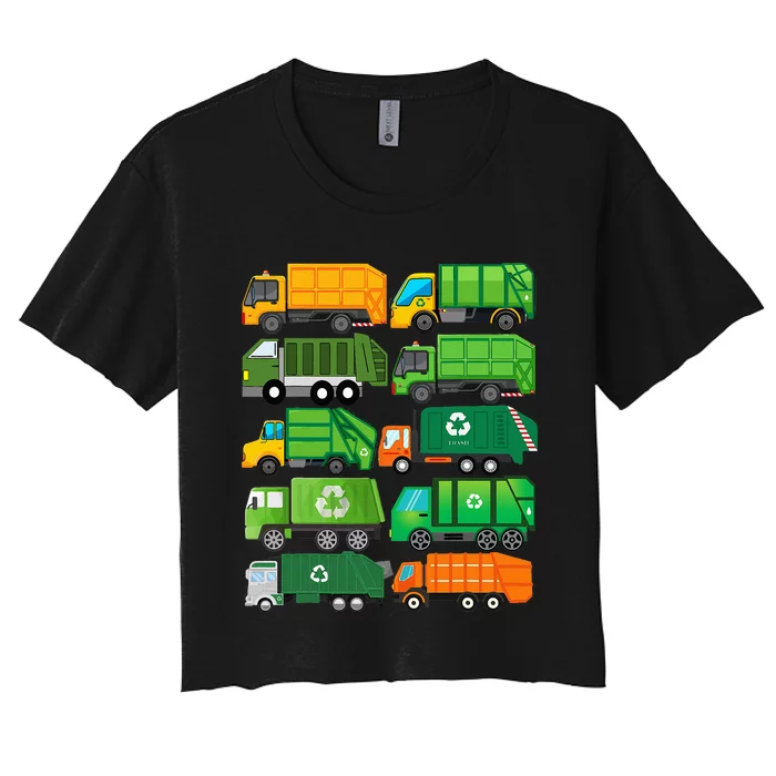 Garbage Truck Recycling Day Trash Waste Separation Birthday Women's Crop Top Tee