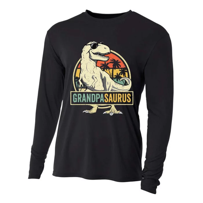 Grandpasaurus T Rex Dinosaur Grandpa Saurus Family Matching Cooling Performance Long Sleeve Crew