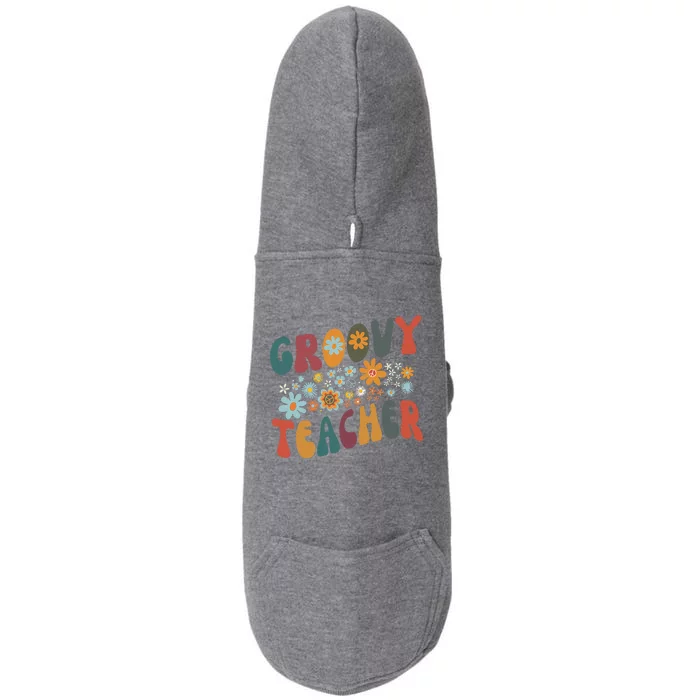 Groovy Teacher Retro Colorful Design Teacher Day Teaching Doggie 3-End Fleece Hoodie