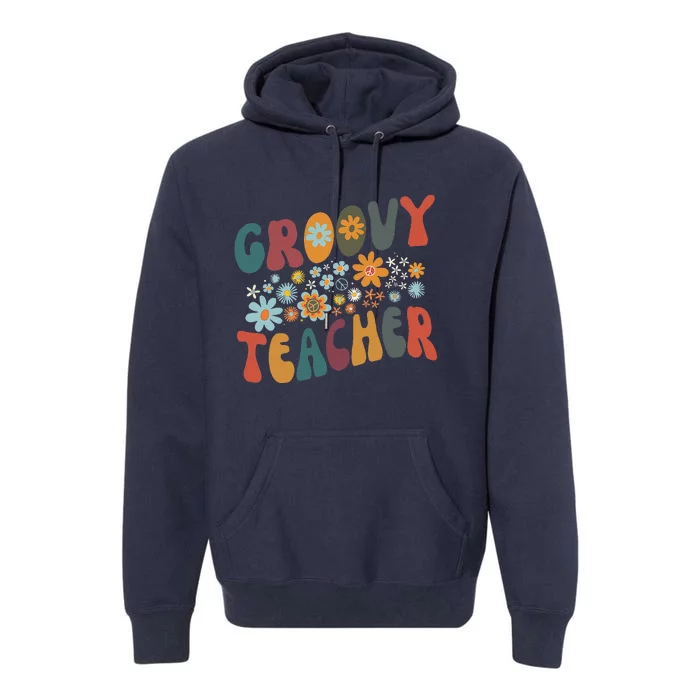 Groovy Teacher Retro Colorful Design Teacher Day Teaching Premium Hoodie