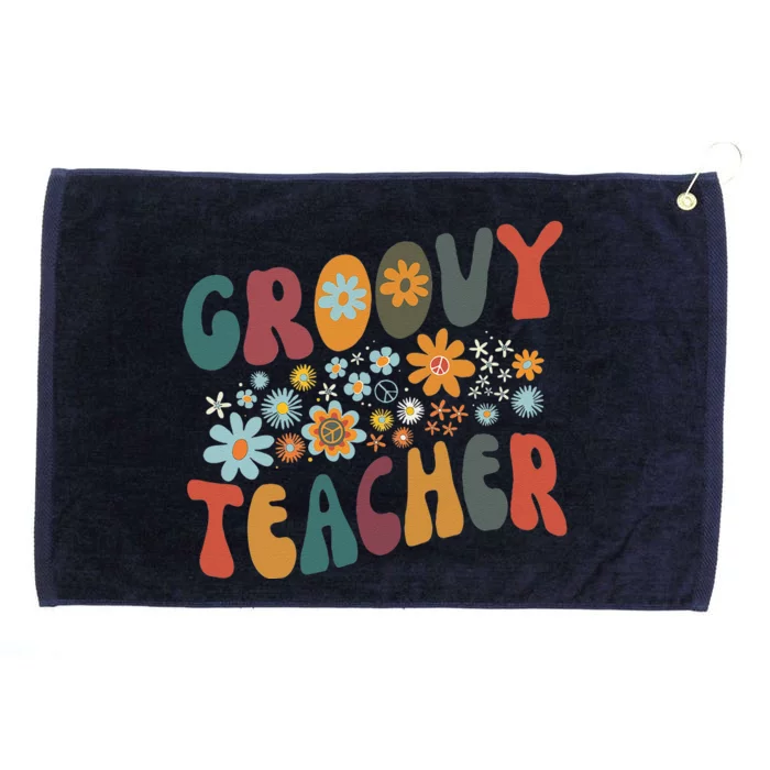 Groovy Teacher Retro Colorful Design Teacher Day Teaching Grommeted Golf Towel