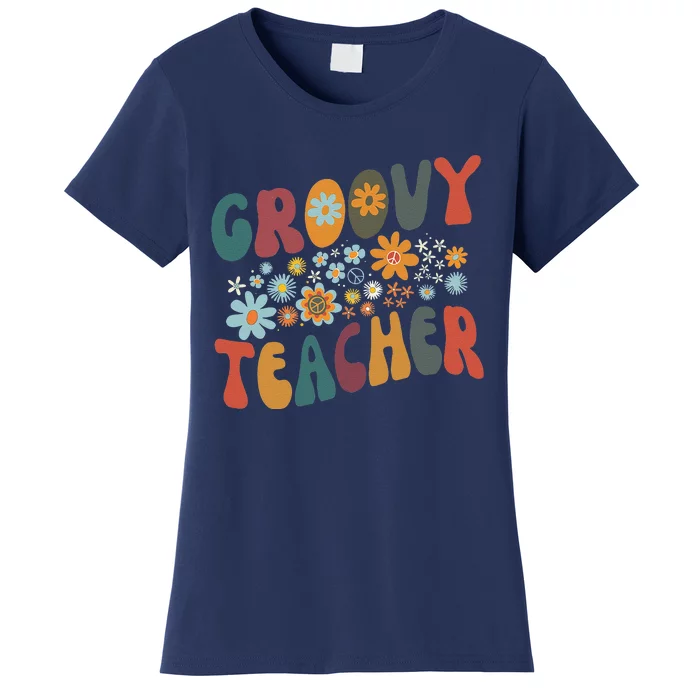 Groovy Teacher Retro Colorful Design Teacher Day Teaching Women's T-Shirt