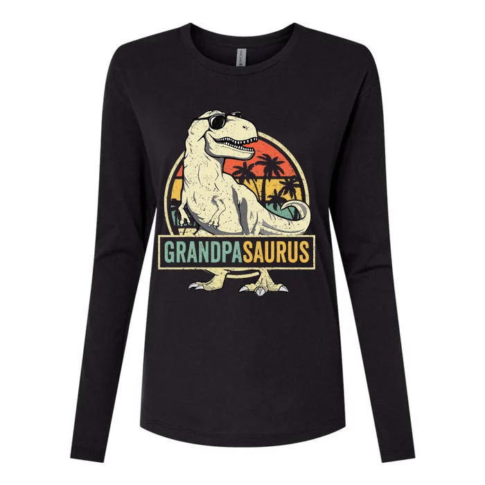 Grandpasaurus T Rex Dinosaur Grandpa Saurus Family Matching Womens Cotton Relaxed Long Sleeve T-Shirt