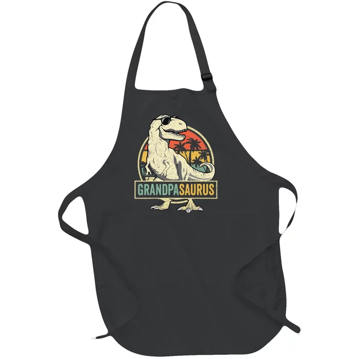 Grandpasaurus T Rex Dinosaur Grandpa Saurus Family Matching Full-Length Apron With Pocket