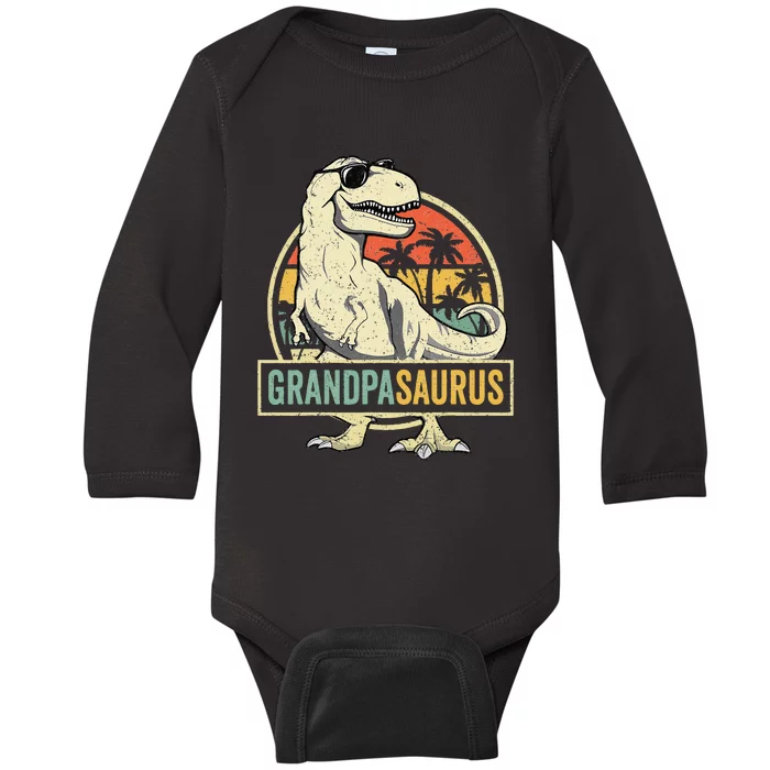 Grandpasaurus T Rex Dinosaur Grandpa Saurus Family Matching Baby Long Sleeve Bodysuit