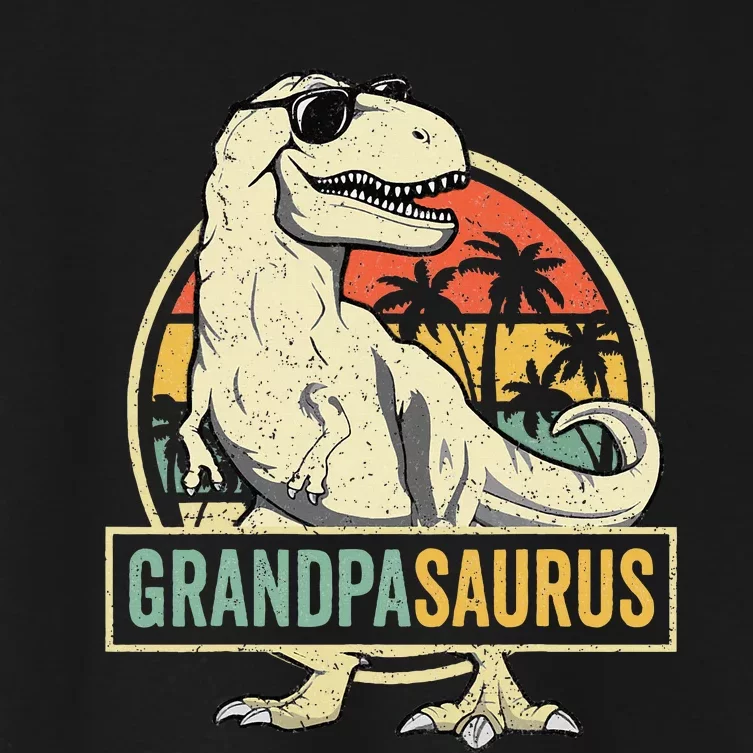 Grandpasaurus T Rex Dinosaur Grandpa Saurus Family Matching Women's Crop Top Tee