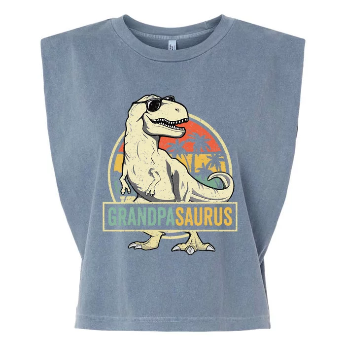 Grandpasaurus T Rex Dinosaur Grandpa Saurus Family Matching Garment-Dyed Women's Muscle Tee