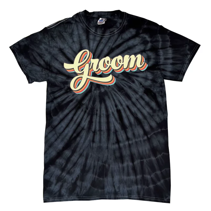 Groom T Retro Art Baseball Font Vintage Tie-Dye T-Shirt