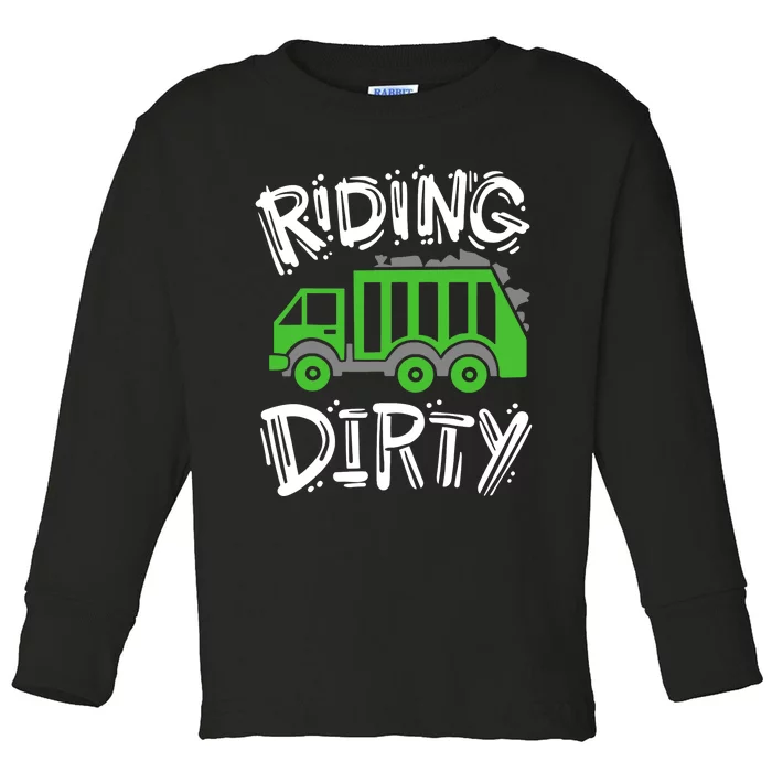 Garbage Truck Riding Dirty Toddler Long Sleeve Shirt