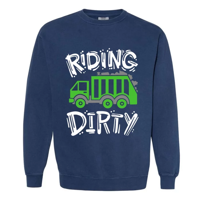 Garbage Truck Riding Dirty Garment-Dyed Sweatshirt