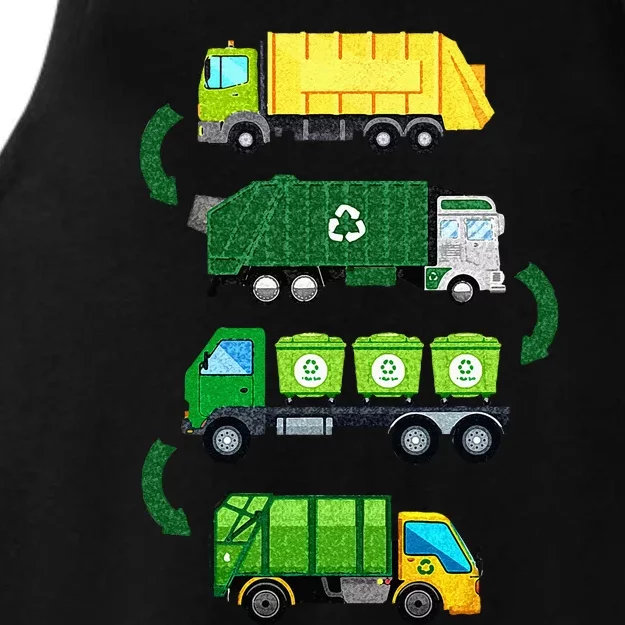 Garbage Truck Recycling Day Trash Waste Separation Birthday Ladies Tri-Blend Wicking Tank