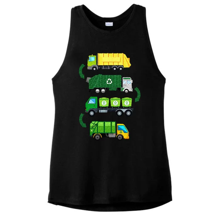 Garbage Truck Recycling Day Trash Waste Separation Birthday Ladies Tri-Blend Wicking Tank