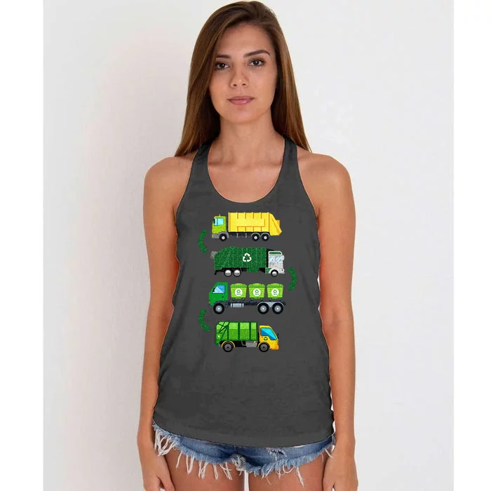 Garbage Truck Recycling Day Trash Waste Separation Birthday Women's Knotted Racerback Tank